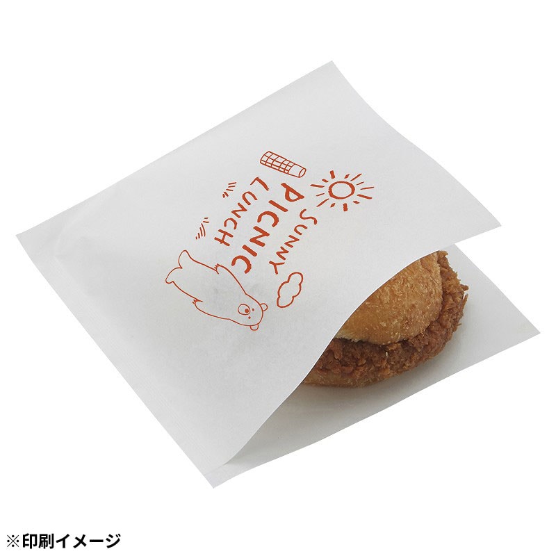 【オリジナル印刷】バーガー袋　40,000枚 Sサイズ　白紙 片面1色印刷ベタ無 40000枚