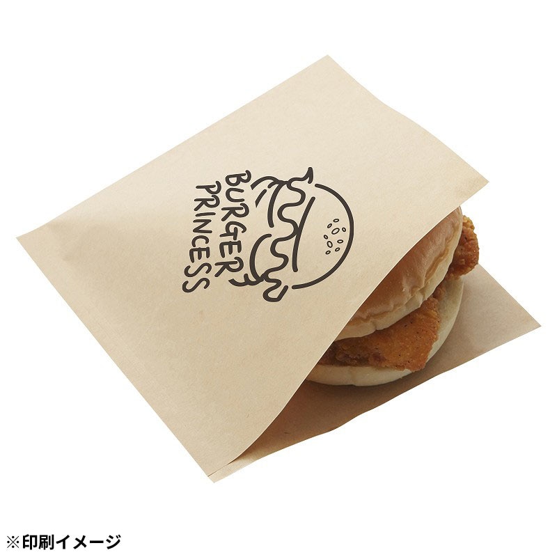 【オリジナル印刷】バーガー袋　20,000枚 Mサイズ　茶紙 片面1色印刷ベタ無 20000枚