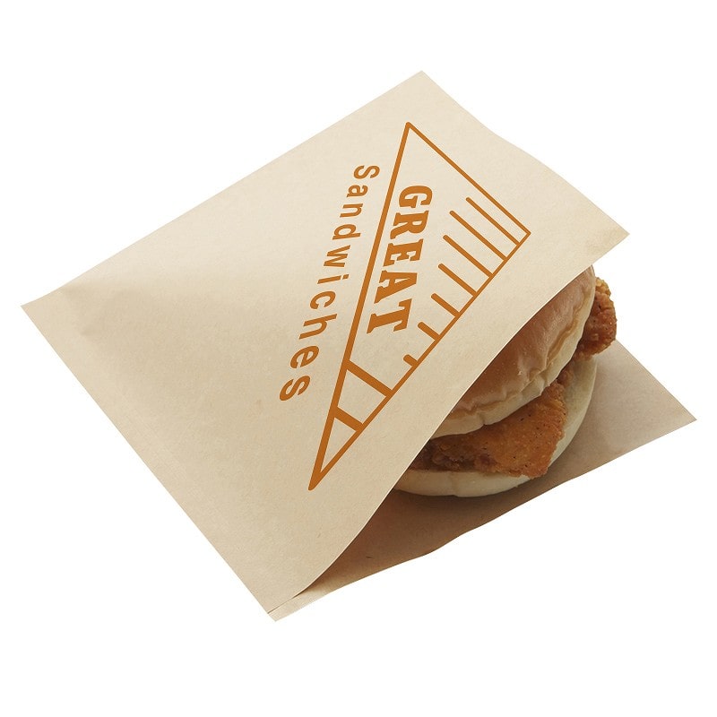 【オリジナル印刷】バーガー袋　40,000枚 Sサイズ　茶紙 片面1色印刷ベタ無 40000枚