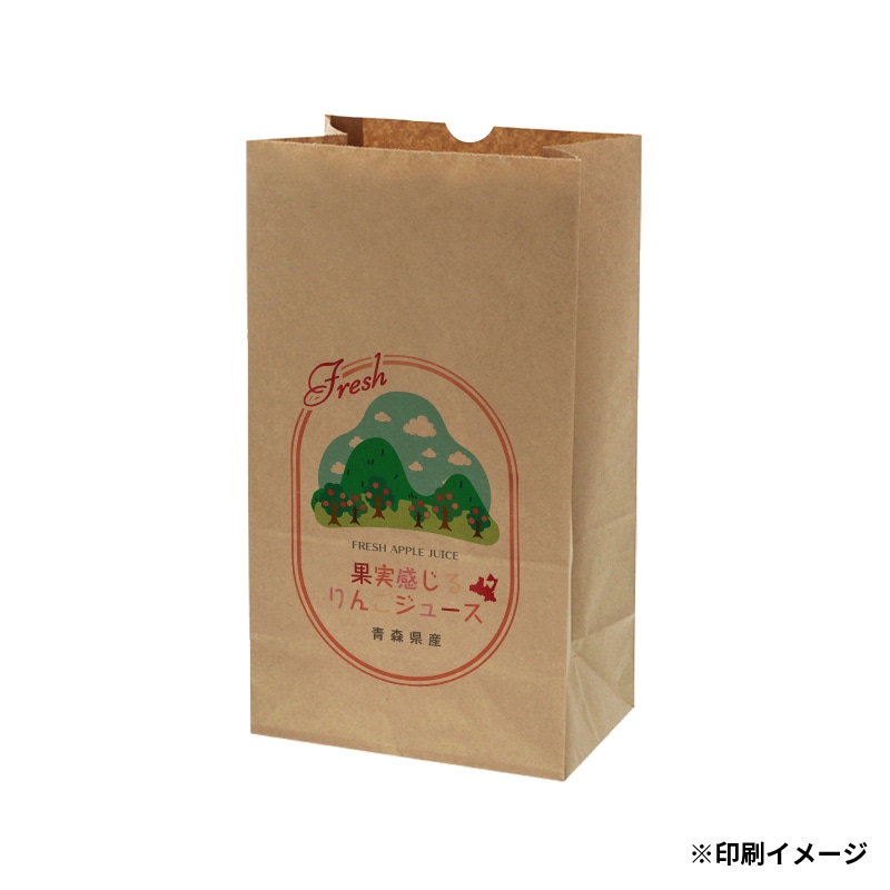 【オリジナル印刷】特注小ロット角底クラフト袋 No.14 フルカラー片面印刷 未晒100枚
