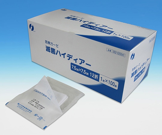 イワツキ 滅菌ハイディアー 7.5×7.5cm 12折 1枚×100袋 002-025541 1箱(ご注文単位1箱)【直送品】
