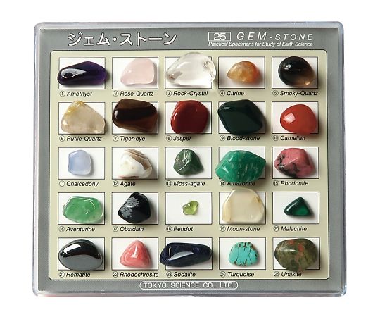 東京サイエンス 鉱物標本(ジェムストーン25種) 1セット(ご注文単位1セット)【直送品】