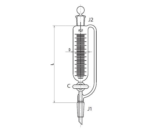 旭製作所 平衡形滴下ロート PTFEコック 100mL 3746-100-3L 1個(ご注文単位1個)【直送品】