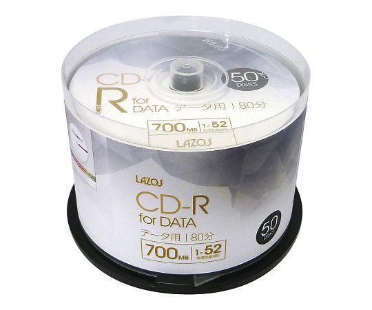Lazos ブランクメディアディスク CD-R 50枚入 L-CD50P 1パック(ご注文単位1パック)【直送品】