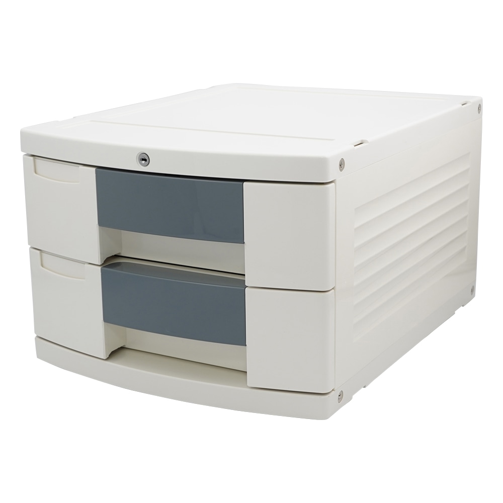 ナビス(アズワン) トレイBOX(鍵付) A4用グレー 290×360×205mm 404H 1個(ご注文単位1個)【直送品】