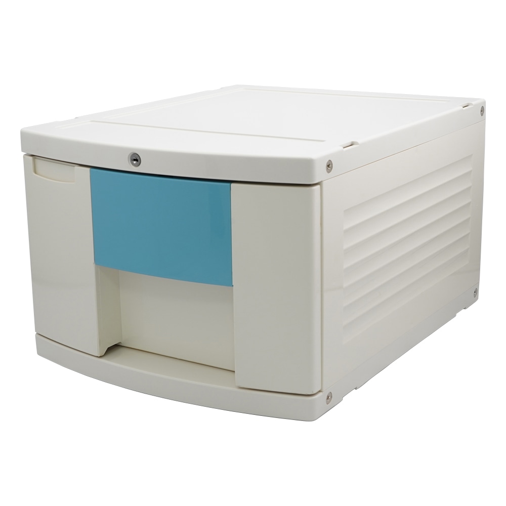 ナビス(アズワン) トレイBOX(鍵付) A4用ブルー 290×360×205mm 402H 1個(ご注文単位1個)【直送品】