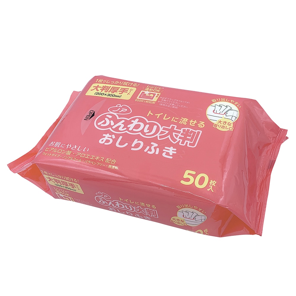 小津産業 ノア トイレに流せるふんわり大判おしりふき 50枚入 113566 1袋(ご注文単位1袋)【直送品】
