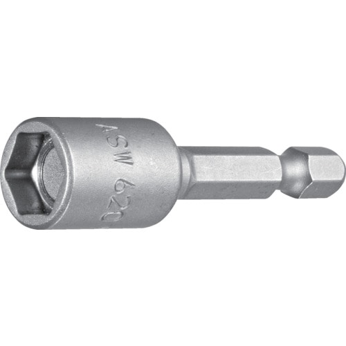 トラスコ中山 エーエスダブリュー 磁石付きソケットビット 差込角6.35x対辺7.0mm 全長50mm(ご注文単位1個)【直送品】
