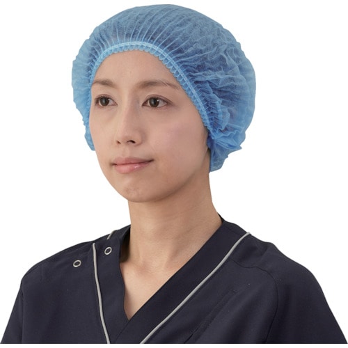 トラスコ中山 竹虎 サージキャップ ジャバラタイプ ブルー 100枚入(ご注文単位1箱)【直送品】