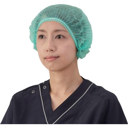 トラスコ中山 竹虎 サージキャップ ジャバラタイプ グリーン 100枚入(ご注文単位1箱)【直送品】