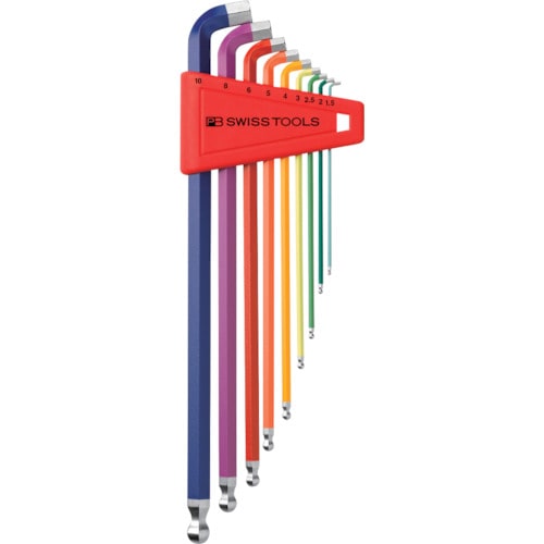 トラスコ中山 PBスイスツールズ 2212LH-10RB ショートヘッド六角9本セット(レインボー)(パックナシ)(ご注文単位1セット)【直送品】