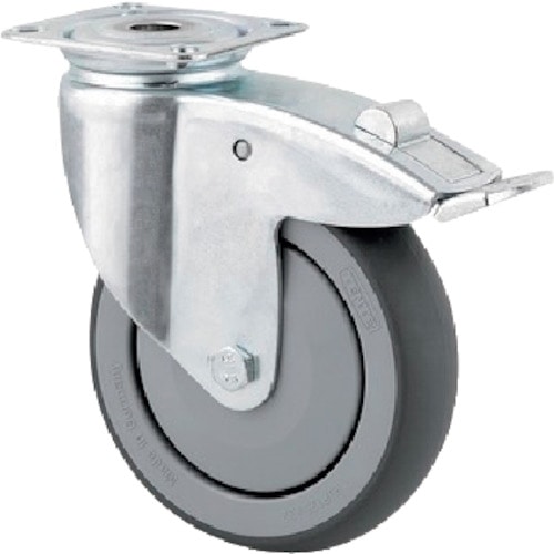 トラスコ中山 テンテキャスター プレート式キャスター“AGILA”(エラストマー車) φ75 自在式(トータルロック付)(ご注文単位1個)【直送品】