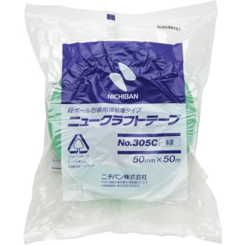 トラスコ中山 ニチバン ニュークラフトテープNo.305C緑-50mmX50m(ご注文単位1巻)【直送品】