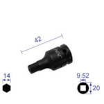 トラスコ中山 ナック ヘキサゴンレンチソケット ショートタイプ 差込角9.52x対辺14mm(ご注文単位1個)【直送品】