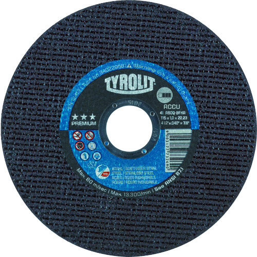 トラスコ中山 TYROLIT コードレスグラインダー対応切断砥石 ACCU 125X1X2(ご注文単位1枚)【直送品】