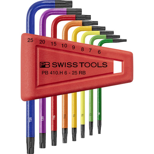 トラスコ中山 PBスイスツールズ 410H/6-25RB L型ヘックスローブレンチ8本セット(レインボー)(パックナシ)(ご注文単位1セット)【直送品】