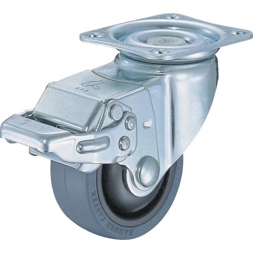 トラスコ中山 ハンマー 静音旋回式ゴム車輪(ナイロンホイール・ベアリング)65mm ストッパー付(ご注文単位1個)【直送品】
