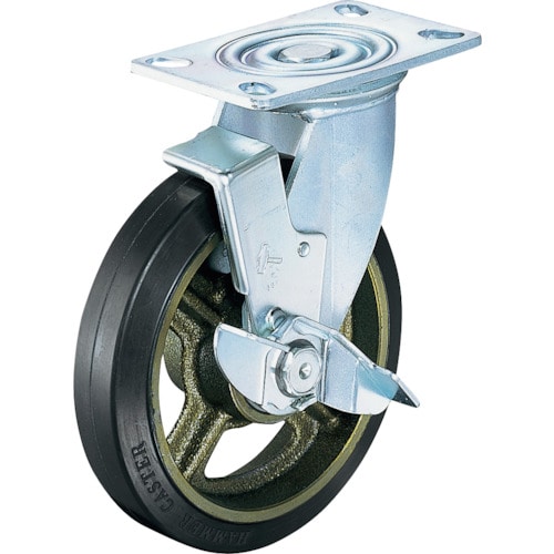 トラスコ中山 ハンマー 重荷重用旋回式ゴム車(イモノホイール・ラジアルボールベアリング)200mm SP付(ご注文単位1個)【直送品】