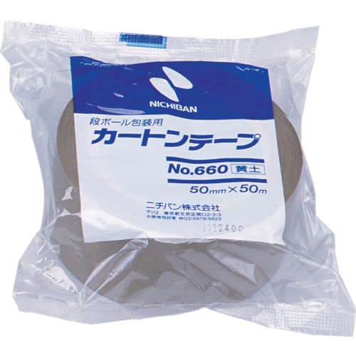 トラスコ中山 ニチバン カートンテープ660黄土-50 50mmX50m(ご注文単位1巻)【直送品】