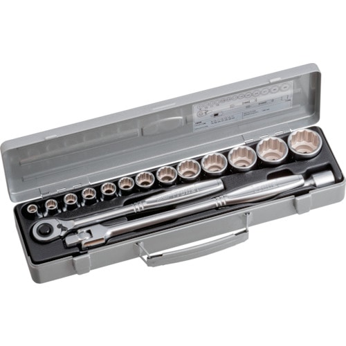 トラスコ中山 TONE ソケットレンチセット 12角タイプ 差込角12.7mm 16点セット(ご注文単位1セット)【直送品】