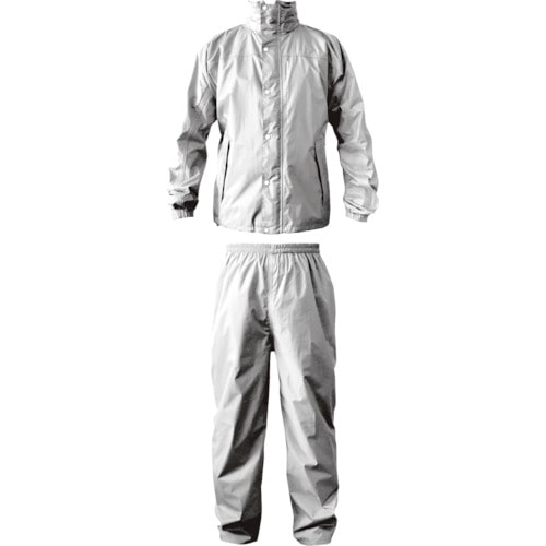 トラスコ中山 カジメイク ブリザテックレインスーツ シルバー 3L(ご注文単位1着)【直送品】
