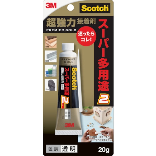 トラスコ中山 3M スコッチ 超強力接着剤 プレミアゴールド スーパー多用途2 20g 透明(ご注文単位1本)【直送品】