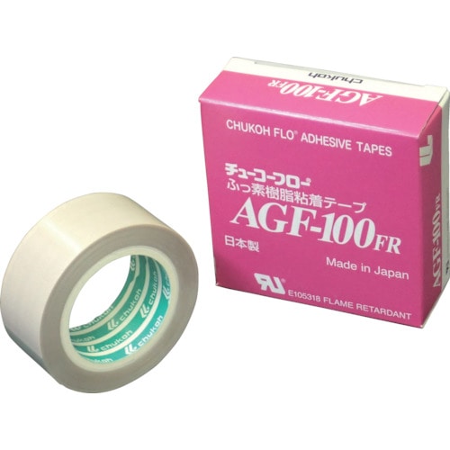 トラスコ中山 チューコーフロー フッ素樹脂(テフロンPTFE製)ガラスクロス粘着テープ AGFー100FR 0.13t×25w×10m(ご注文単位1巻)【直送品】