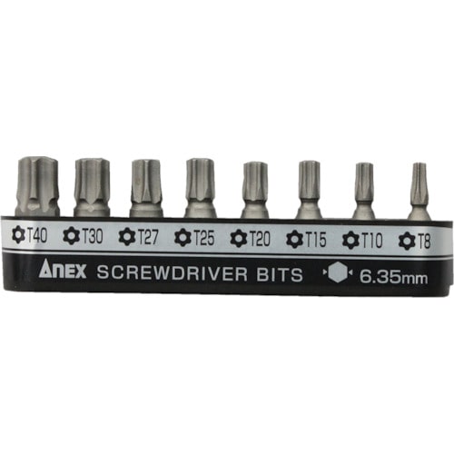 トラスコ中山 アネックス 溝付超短ビット 8PCS ヘクスローブ(ご注文単位1セット)【直送品】