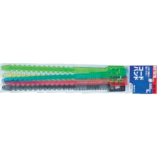 トラスコ中山 ハタヤ ベルトクリップ 230mm (赤、黄、緑、青、黒×各1本)(ご注文単位1袋)【直送品】