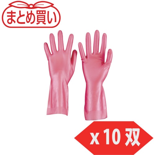 トラスコ中山 TRUSCO まとめ買い 天然ゴム手袋 中厚手タイプ ピンク Mサイズ 10双(ご注文単位1袋)【直送品】