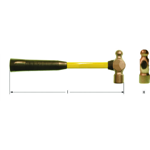 トラスコ中山 Ampcoスイス 防爆ハンマー ボールピーンハンマー 頭長92mm 頭径23mm 質量585g(ご注文単位1本)【直送品】