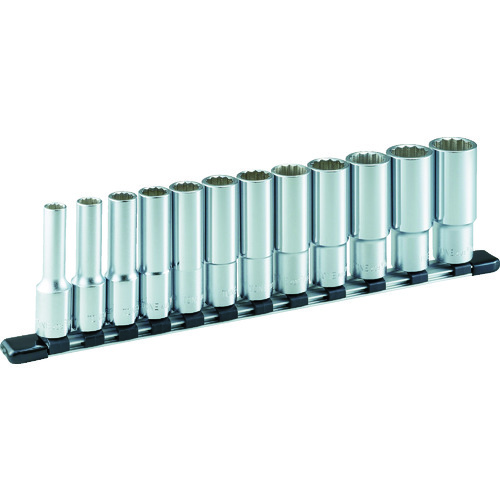 トラスコ中山 TONE ディープソケットセット(12角・ホルダー付)インチサイズ 12pcs(ご注文単位1セット)【直送品】
