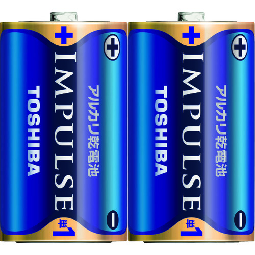 トラスコ中山 東芝 IMPULSE アルカリ乾電池 単一形(2本入り)(ご注文単位5パック)【直送品】