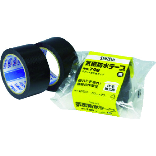 トラスコ中山 積水 気密防水テープNo.740 50x20 黒(ご注文単位1巻)【直送品】