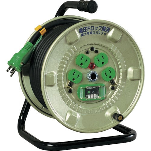 トラスコ中山 日動 電工ドラム 100V 漏電保護専用ブレーカー付 極太電線 20m(ご注文単位1台)【直送品】