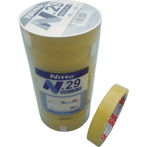 トラスコ中山 日東電工ベースマテリアル セロハンテープ No.29NEW 18mm×35m(10巻入)(ご注文単位1パック)【直送品】