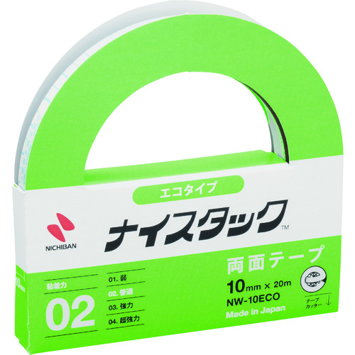 トラスコ中山 ニチバン 両面テープ ナイスタックNW-10ECO 10mmX20m(大巻) エコのり仕様 エコマーク認定商品(ご注文単位1巻)【直送品】