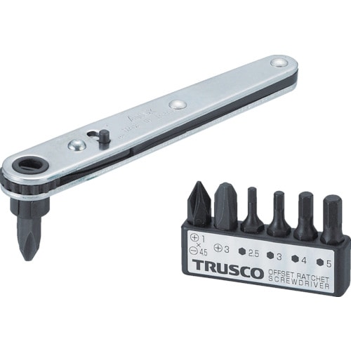 トラスコ中山 TRUSCO オフセットラチェットドライバー ビット7本組(ご注文単位1セット)【直送品】