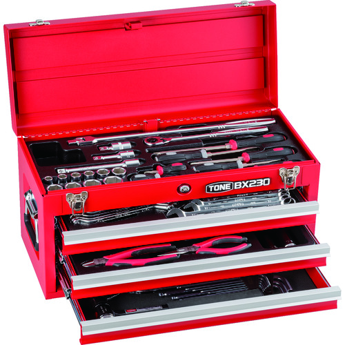 トラスコ中山 TONE 整備用工具セット ツールセット 差込角12.7mm 58点セット レッド(ご注文単位1セット)【直送品】