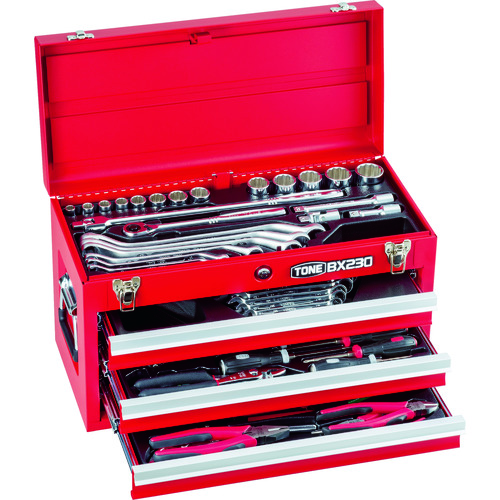 トラスコ中山 TONE 整備用工具セット ツールセット 差込角12.7mm 62点セット レッド(ご注文単位1セット)【直送品】