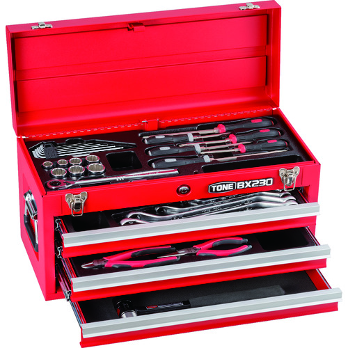 トラスコ中山 TONE 整備用工具セット ツールセット BX230仕様 レッド 間口508×奥行232×高さ302mm(ご注文単位1セット)【直送品】