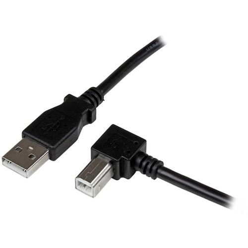 トラスコ中山 スターテック USBケーブル/A-B/3m/USB 2.0/480Mbps/右L型/オス・オス/BK(ご注文単位 1袋)【直送品】