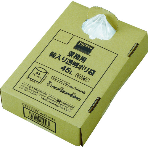 トラスコ中山 TRUSCO まとめ買い 業務用ポリ袋 透明・箱入 0.1×45L (50枚入)（ご注文単位 1箱）【直送品】