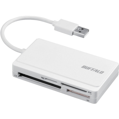 トラスコ中山 バッファロー USB2.0 マルチカードリーダー ケーブル収納モデル ホワイト 459-4836 (ご注文単位1個) 【直送品】