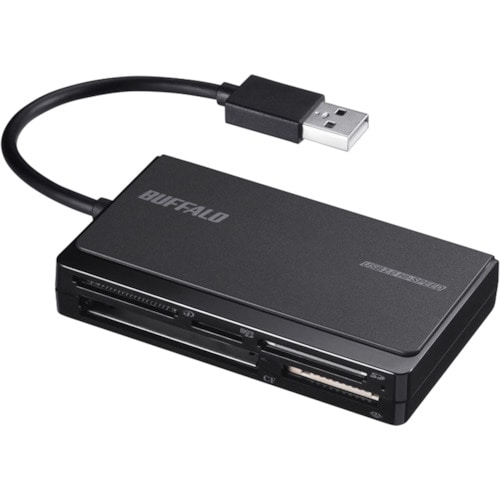 トラスコ中山 バッファロー USB2.0 マルチカードリーダー UHS-I対応 ケーブル収納モデル ブラック 459-4845 (ご注文単位1個) 【直送品】