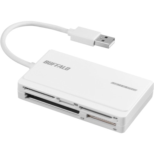 トラスコ中山 バッファロー USB2.0 マルチカードリーダー UHS-I対応 ケーブル収納モデル ホワイト 459-4846 (ご注文単位1個) 【直送品】