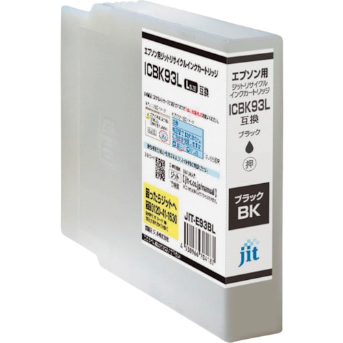 トラスコ中山 ジット エプソン ICBK93L対応 ジットリサイクルインク JIT-E93BL ブラック(増量) 323-5480 (ご注文単位1本) 【直送品】