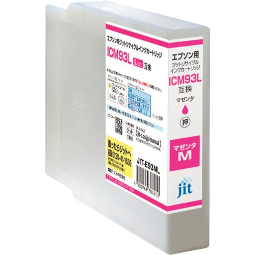 トラスコ中山 ジット エプソン ICM93L対応 ジットリサイクルインク JIT-E93ML マゼンタ(増量) 323-5442 (ご注文単位1本) 【直送品】
