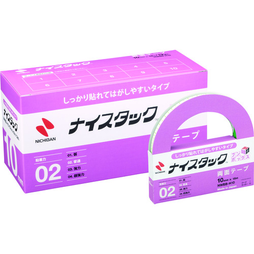 トラスコ中山 ニチバン 両面テープ ナイスタックしっかり貼れてはがしやすいタイプ NWBBーH10 10mmX18m(大巻12巻入) 136-5121 (ご注文単位1箱) 【直送品】