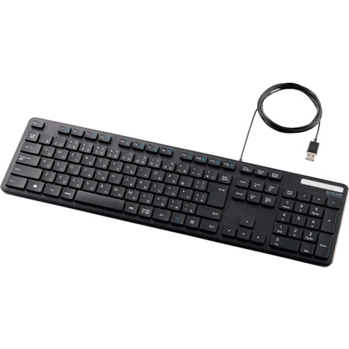 トラスコ中山 エレコム 有線キーボード 薄型 メンブレン式 抗菌 フルサイズ ブラック 255-9201 (ご注文単位1台) 【直送品】